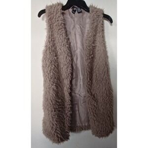 Faux Fur Women Vest‎ Small Tan Cosplay Hippy ASO Sonny & Cher Gypsy Cozycore VTG